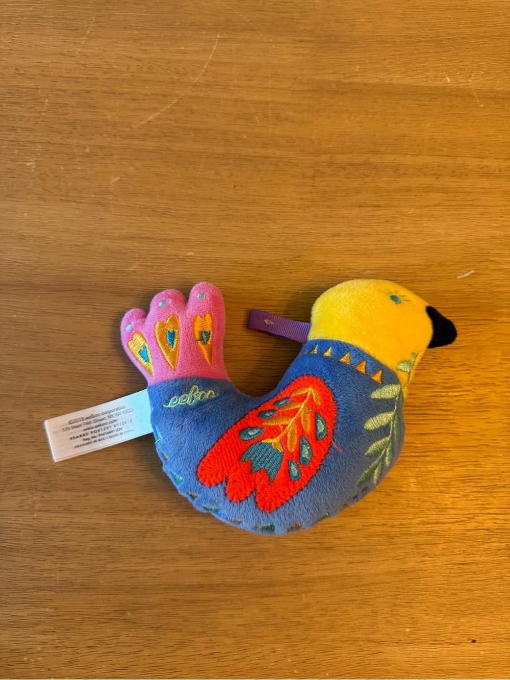 EEBOO SOFT PLUSH BABY RATTLE, BIRD AN EARLY ACTIVITY TOY